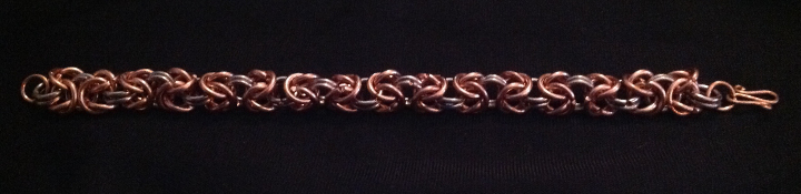 Copper and Tinned Copper Byzantine Bracelet