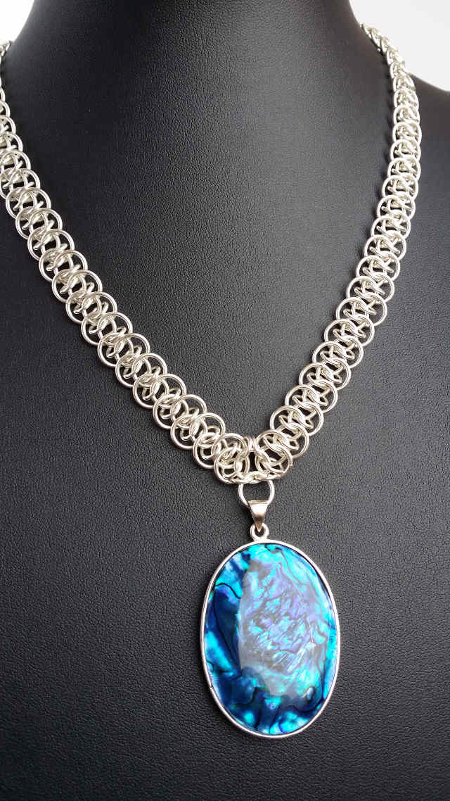 Sterling Silver Shenanigans Necklace with Abalone Pendant